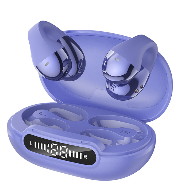New Fashion TWS Headphones with LED Battery Indicator Open-Ear Non-In-Ear Design Solid Color Free Clip Earphone
