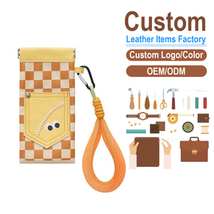 Estuche para Gafas de Sol de Cuero PU con Diseño de Tablero de Ajedrez, Bolsa de Almacenamiento para Lentes con Correa para la Muñeca - Product Image 2