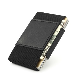 Mini Open Closure Leather Wallet Invisible Pocket Card Holder Ultra-Thin Money Clip Nylon Lining Elastic Stretch Gift Slim Cash - Product Image 1