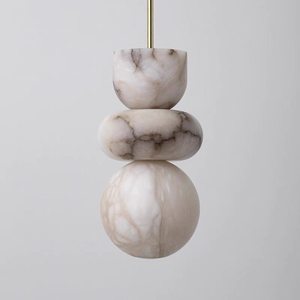 Minimalist Marble Pendant <b>Light</b> Round White Led Single Head Chandelier For Living Room Bedroom Home <b>Lighting</b> - Product Image 1