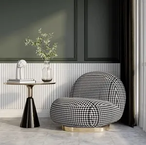 Sofá de lã de cordeiro nórdico, sofá de luxo para sala de estar, quarto, varanda, mesa e cadeira de lazer, sofá giratório único