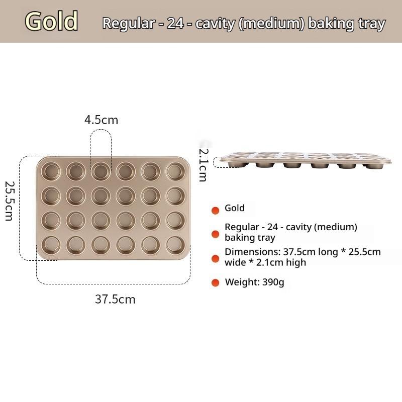 Plat de cuisson de style régulier doré de 24 pièces (taille moyenne)