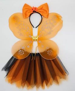 ชุดคอสเพลย์สำหรับงานปาร์ตี้วันฮาโลวีนชุดเดรสเด็กลายผีเสื้อนางฟ้ากระโปรง Tutu มีปีกและที่คาดผม - Product Image 5