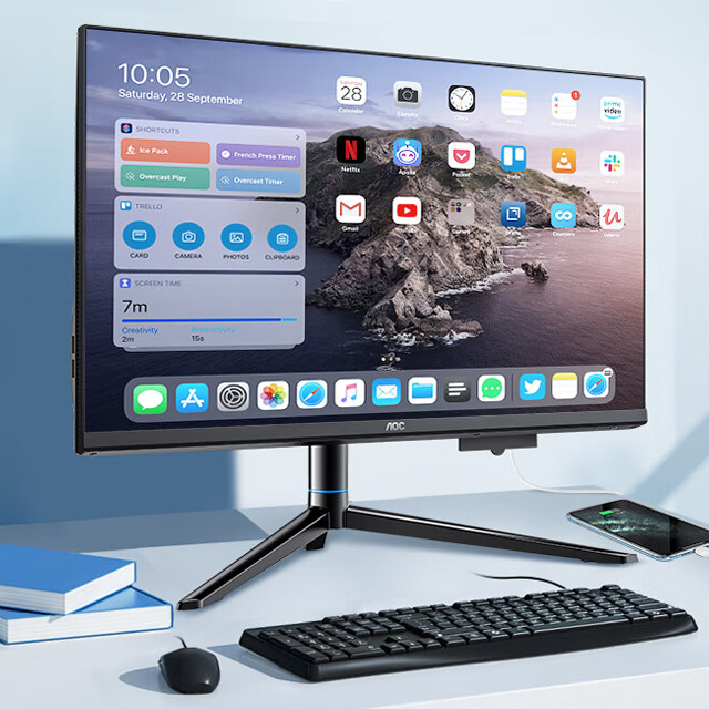 AOC 23.8 Inch Desktop Computer Set All in One PC AIO Monoblock with UPS Battery
