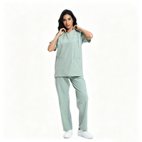 Ensemble d'uniformes médicaux vert menthe frais à blocs de couleur, confortables et amples, pour cliniques, hôpitaux et pharmacies