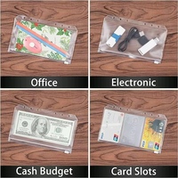 Pochette de protection transparente en plastique souple PP A5 A6 A4 à 6 trous avec fermeture éclair pour documents, crayons, cahiers et espèces