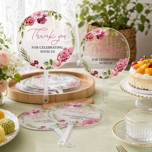 Abanicos de Boda con Flores Rosas, Recuerdos para Invitados de la Fiesta de Novia, Abanicos de Mano, Regalo para Damas de Honor en Bodas de Verano, Recuerdos para Ceremonias al Aire Libre - Product Image 1