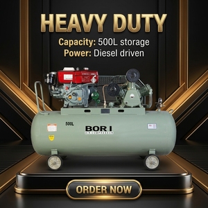 Nouveau design, vente chaude, compresseur d'air diesel portable robuste et durable, lubrifié par piston, refroidi par air, 32cfm, 10 CV, 1,25 Mpa, 500L - Product Image 6