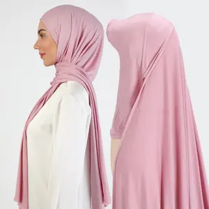 2023 Wholesale Supplier Fashion Shawl Muslim Women Premium Scarf 2 in 1 Inner Caps Stretchy Cotton Jersey Sports Instant Hijab