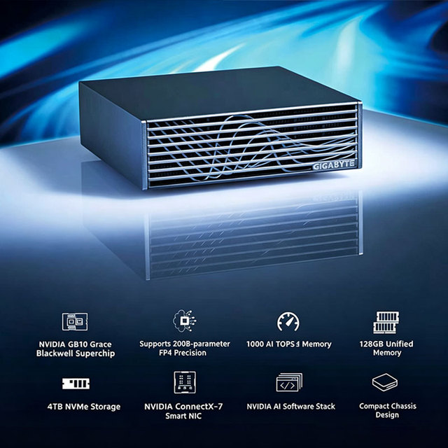 GIGABYTE ATAGB10-9000 AI Workstation GB10 Edge AI Computer 128GB LPDDR5X 4TB NVMe Desktop Supercomputer
