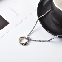 Nouveau Designer Punk Titane Acier Coloré Cercle Collier Or Noir Plaqué Triple Anneaux De Verrouillage Colliers Pour Hommes Femmes