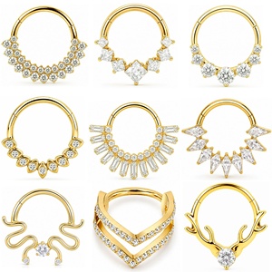 Anillo de Nariz de Titanio ASTM-F136 con Circonita Cúbica 5A, Piercings para <span class=keywords><strong>Tragus</strong></span> y Hélix, Joyería Corporal (Unisex) - Product Image 1