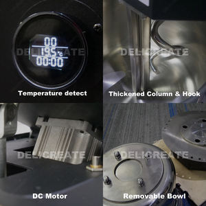 Delicreate DLC-5HDM PRO 5L Mezcladora Espiral de Cabezal Inclinable con Tazón Extraíble, Pantalla de Temperatura de Masa, Motor DC, Mezcladora de Masa de Acero Inoxidable 304 <span class=keywords><strong>para</strong></span> <span class=keywords><strong>Pizza</strong></span> - Product Image 4