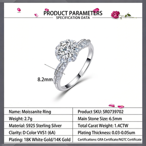 S925 Silber Gold-Intarsierter Moissanit Halo-Ring 1-Karat Sternform Pavé-Fassung Luxus Damenring Versandbereit - Product Image 3