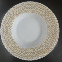 Assiette de présentation en verre blanc doré, élégante assiette de service en verre pour la location de mariage et la mise en table à domicile