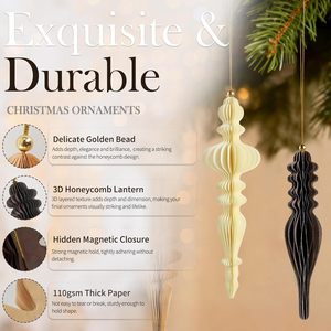 Lanterne Decorative Natalizie Vintage 3D a Nido d'Ape in Carta, Adatte per Albero di Natale, <span class=keywords><strong>Capodanno</strong></span>, Feste e <span class=keywords><strong>Casa</strong></span> - Product Image 4