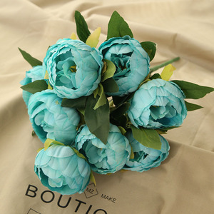 Ramo de rosas de té de peonía Artificial, flores de boda de seda de alta calidad, 10 cabezas, venta al por mayor, M549 - Product Image 6