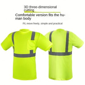 T-shirt de sécurité réfléchissant à manches courtes en maille respirante jaune fluorescente de classe 2 ANSI, personnalisable avec logo, pour travaux routiers - Product Image 3