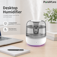 Humidificateur à ultrasons à brume froide avec réservoir d'eau visible, lumière d'ambiance douce, facile à nettoyer, pour chambre, maison, bureau, petite pièce