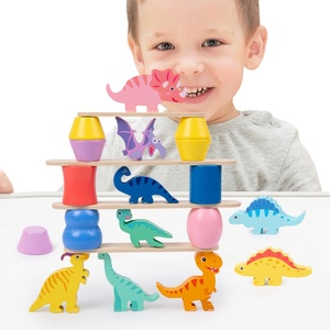Jouet éducatif en bois : Blocs d'équilibre animaux mignons, dinosaures à empiler, jeu de construction haute, jouet d'assemblage pour interaction parent-enfant - Product Image 5