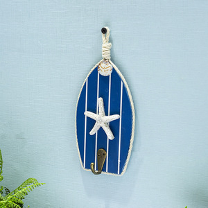 Crochet mural en résine « Brise marine méditerranéenne » – Design rectangulaire bleu et blanc avec poissons et tortues – Décoration murale pour la maison - Product Image 3