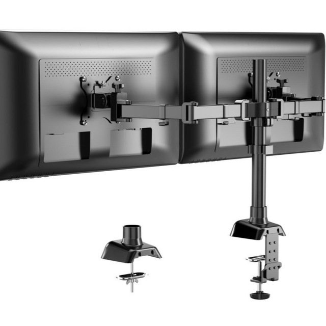 Sofoto Dual Monitor Desk Mount,Heavy Duty Fully Adjustable Steel Stand with C-Clamp and Grommet,Black