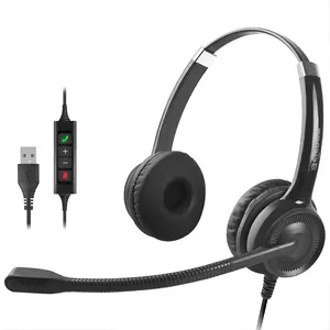 למעלה איכות Wired USB רעש מבטל אוזניות משרד מחשב על אוזן אוזניות עם מיקרופון עבור עסקים