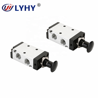 Válvula de botón pulsador neumática manual LYHY 2/3 2/5 vías para piezas neumáticas, válvula de tracción manual de aire neumático