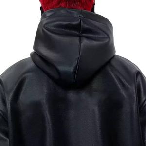 Sweat-shirts sur mesure de haute qualité, en cuir PU de différentes couleurs, sweat-shirt oversize à manches longues pour homme - Product Image 3