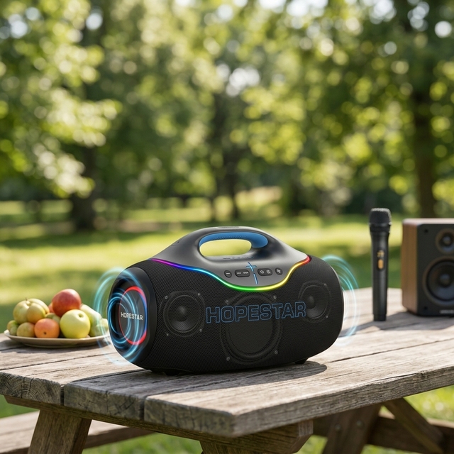 HOPESTAR A8CLUB 220W Portable  Party Speaker IPX6 Waterproof Boombox with Wireless Mic LED Light 24000mAh Battery