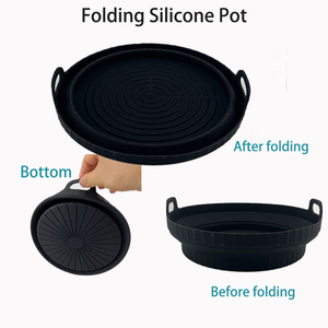 ตะกร้าซิลิโคนพับได้สำหรับหม้อทอดไร้น้ำมัน ถาดรองหม้อแบบใช้ซ้ำได้ อุปกรณ์ทำขนมในครัว ถาดรองอบในเตาอบและหม้อทอดไร้น้ำมัน - Product Image 3