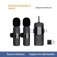 Microphone Lavalier Sans Fil 3-en-1 K15 avec Réduction de Bruit, Enregistrement Sonore, Directionnalité Complète et Réponse en Fréquence 100Hz-20kHz pour