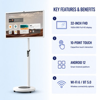 Téléviseur intelligent portable OEM, écran tactile, téléviseur mobile 32 pouces, LCD HD, Android, PC gamer, téléviseur déroulable pour l'extérieur
