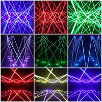 Lumière principale mobile laser Rgb à 6 yeux avec rotation de l'axe XYZ en forme d'éventail Dmx512 effet de scène de contrôle pour DJ Disco KTV Party Club