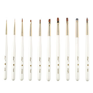 Pinceau à ongles 3D style japonais, manche en bois, poils synthétiques, plat, pour gel, sculpture, liner, stylo à friser - Product Image 1