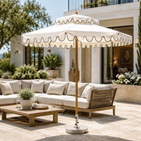 Parasol d'extérieur personnalisé en aluminium à double couche avec bord ondulé, imperméable, pour terrasse, plage, hôtel, restaurant