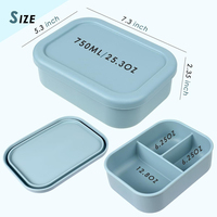 Accessoires de cuisine Boîte à lunch bento pour enfants sans BPA Boîte rectangulaire à 3 compartiments divisée pour le stockage des aliments