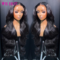 Perruques en cheveux humains bruts de fournisseur Alibaba très demandé pour femmes noires, perruques sans colle à ondulations naturelles, perruques Lace Front, produits capillaires en gros pour le coiffage