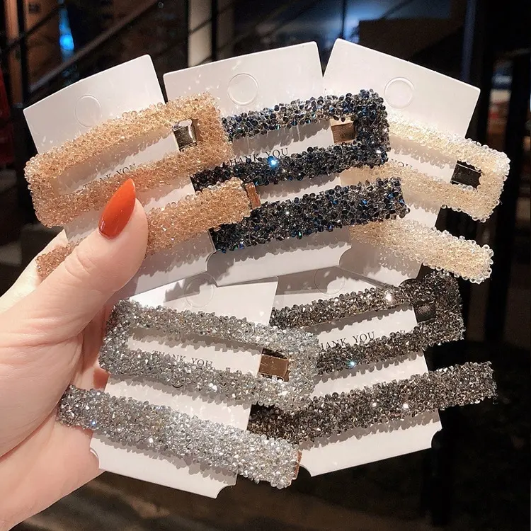 Factory Supply Crystal Haarspelden Geometrische Rechthoek Haar Clips Nieuwe Ontwerp Kleurrijke Haar Haarspeldjes Clips Voor Meisjes