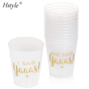 12PCS Bachelorette Party Cups She Said Yaas Cups 16oz BPA Free Plastic Drinking Cups Engagement Party Supplies Gift SPT825