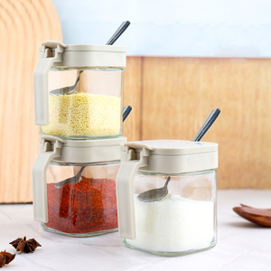 Contenitore in <span class=keywords><strong>Vetro</strong></span> a Tre Scomparti da 255ml Ciascuno per Conservare Sale, Zucchero, Pepe e <span class=keywords><strong>Spezie</strong></span> Secche - Product Image 4