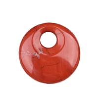 Pendentif de mode 30MM en Jaspe Rouge, Pierre Naturelle Ronde Creuse, Breloque Artisanale pour la Fabrication de Colliers, Idéal comme Cadeau