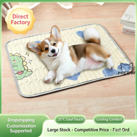 Tapis rafraîchissant transfrontalier pour animaux de compagnie, coussin de couchage en latex et soie glacée, tapis de sol rafraîchissant d'été pour chiens, chats et lits pour animaux