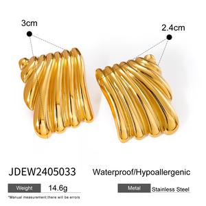 Pendientes de Aro de Acero Inoxidable con Baño de Oro de 18K para Mujer, Diseño de Marca de Moda, Tamaño Grande, Resistentes al Agua, Disponibles al por Mayor para Regalo - Product Image 5