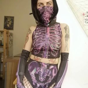 هيكل عظمي أرجواني زي هالوين للنساء الكبار الهذيان من قطعتين الزي لوازم الحزب الترويجية - Product Image 6