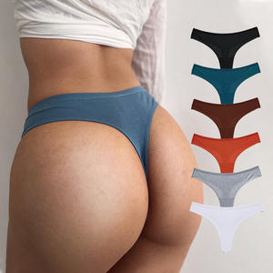 Tanga de Algodón de Color Sólido, Sexy, con Control de Abdomen, para Mujeres con Sobrepeso - Product Image 1