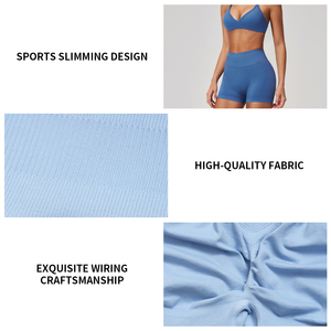 Conjunto <span class=keywords><strong>de</strong></span> Yoga y Pilates para Mujer, Personalizado por el Fabricante, MOQ Bajo, Halter sin Espalda, Sin Costuras, Levanta Glúteos, Control <span class=keywords><strong>de</strong></span> Abdomen - Product Image 4