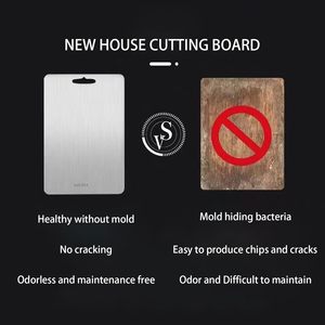 Planche à découper rectangulaire en acier inoxydable double face antidérapante, non toxique, compatible lave-vaisselle, pour la cuisine - Product Image 5