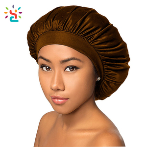 Gorro de satén de seda natural para mujer con banda elástica, logotipo personalizado, color sólido, para fiestas al aire libre y pijamadas - Product Image 4