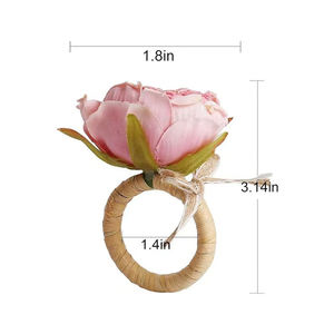 ห่วงรัดผ้าเช็ดปากลายดอกกุหลาบสีชมพูหวานใหม่สำหรับตกแต่งโต๊ะอาหารค่ำในวันวาเลนไทน์ - Product Image 6